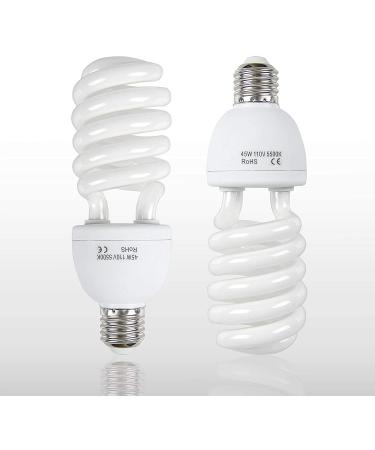 SLOW DOLPHIN Photo CFL Full Spectrum Light Bulb,2 x 45W 5500K CFL Daylight Photography Photo Video Studio Lighting(2 Packs)