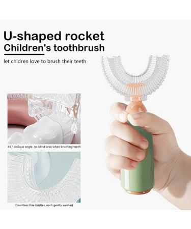 Kids U-Shaped Manual Toothbrush with 2 Food Grade Soft Silicone Brush Heads - Dolphin Cartoon Handle Design | Oral Teeth Cleaning for Children 1-8 Years (Blue) - Buy Online on GoSupps.com