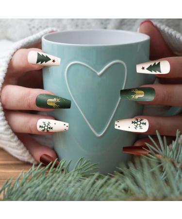 Christmas False Fingernails - Self-Adhesive Artificial Nails for Women & Girls | Full Coffin Nail Tips - Buy Online on GoSupps.com
