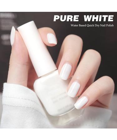 White Nail Polish Quick Dry Nail Varnish Pure White Water-Based Nail Gel Milky White Chip-resistant Peel off Nail Polish French Manicure Nail Polish for Nail Art DIY No Need Cure - Buy Online on GoSupps.com