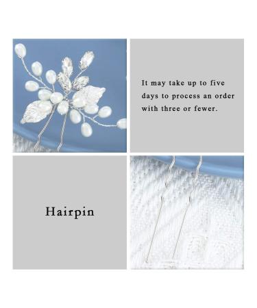 Heread Pearl Bride Wedding Hair Pins - Silver Crystal Bridal Hair Pieces for Women - Pack of 2 - Buy Online on GoSupps.com