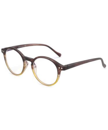 ZENOTTIC Reading Glasses Blue Light Blocking Round Glasses for Men Women Magnification 0.0 1.0 1.5 2.0 2.5 3.0 3.5 Crystal-brown 0.0 x