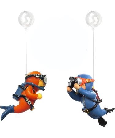 Meiso 2 piece of floating aquarium decoration diver for aquarium fish tank ornament aquarium divers sweet small diver aquarium decoration interesting aquarium accessories (orange blue) - Buy Online on GoSupps.com