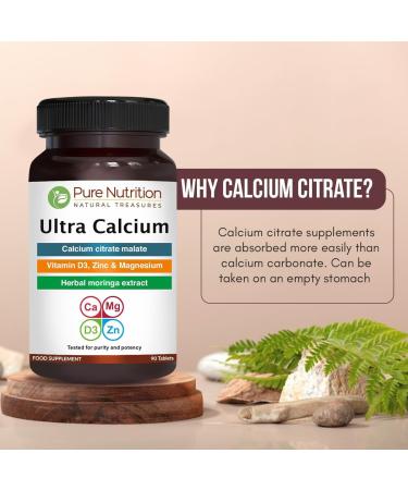 Pure Nutrition Ultra Calcium Citrate Malate 1000 mg Highly absorbable Calcium Supplement with Calcium Citrate Malate 90 Tablet - Pack Of 2 - Buy Online on GoSupps.com