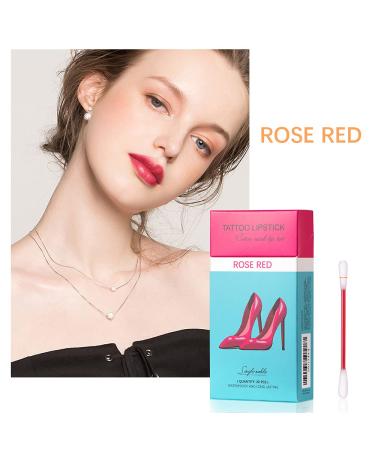 Eliversion 20Pcs Waterproof Tattoo Lipstick Cotton Swab - Long Lasting Lip Tint in Rose Red | Matte Finish | Non-Stick Lip Gloss - Buy Online on GoSupps.com