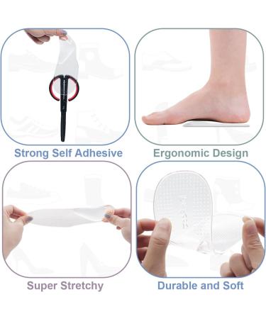 Dr.Foot Arch Support Shoe Inserts for Plantar Fasciitis Relief - Self-Adhesive Gel Insoles for Men & Women 2 Pairs (Small Transparent - Buy Online on GoSupps.com