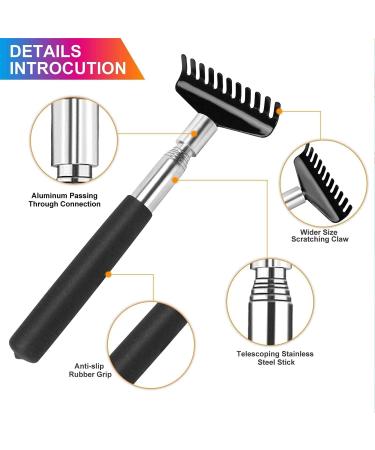 Flanker-L Oversized Portable Extendable Back Scratcher Upgraded Metal Stainless Steel Telescoping Back Scratcher Tool with Canvas Carrying Bag - Black - Buy Online on GoSupps.com