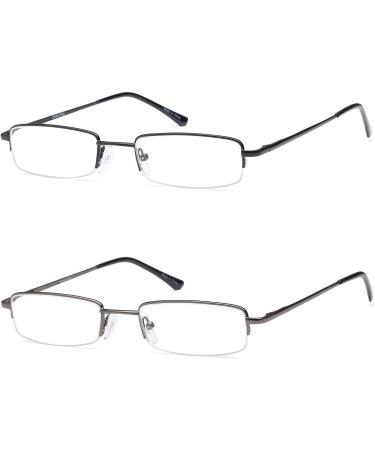 DOUBLETAKE Reading Glasses 1.75x - 2 Pairs with Compact Case | Semi Rimless Readers - Buy Online on GoSupps.com