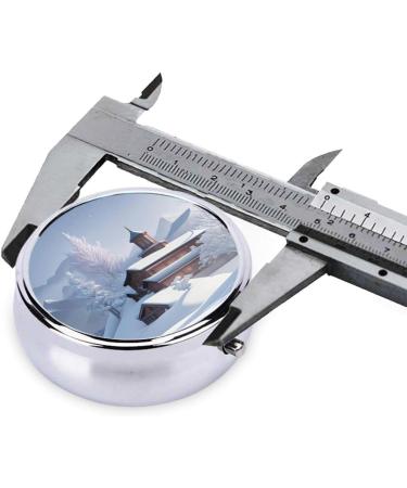 Winter Landscape Round Pill Box - 3 Compartment Portable Travel Organizer for Pills - Buy Online on GoSupps.com