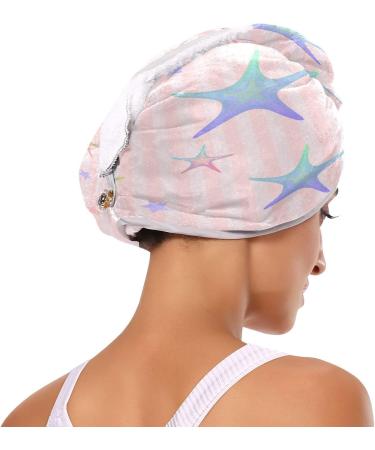 Coloured Stars Dry Hair Cap - Quick Drying 2 Piece Towel Set with Button Headband | Super Absorbent & Soft Comfort for Fast Drying - Buy Online on GoSupps.com