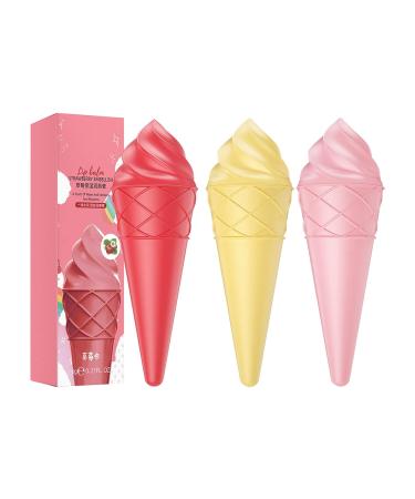 Clear Lip Balm Cute Ice Cream Shape Lipstick Fruit Flavored Hydrate Moisturize Lip Care Balm for Women Girls - Buy Online on GoSupps.com
