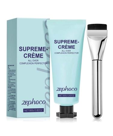 Znnhnn 80g Coverage Skin Care Foundation Moisturizer with Brush CC Cream Waterproof and Sweatproof Light Texture for Even Skin Tone for All Skin Types Ideal for Fairer