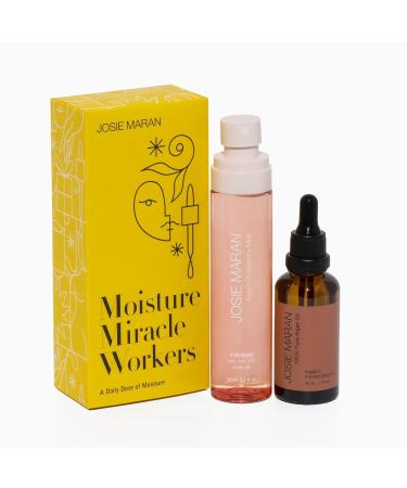 Josie Maran Moisture Miracle Workers Duo - 100% Pure Argan Oil & Hydrating Body Mist - Moisturizing Skincare Set with Nutrient-Rich Ingredients for All Skin Types - Vegan & Cruelty-Free (2 Piece Set)