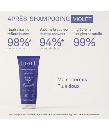 LUXEOL - Apr s-Shampooing Violet - Neutralise Les Reflets Jaunes & Corrige Les Reflets Cuivr s* - Ravive la Couleur* - Contient Un Pigment Violet Correcteur - Fabriqu en France - 200 ml - Buy Online on GoSupps.com