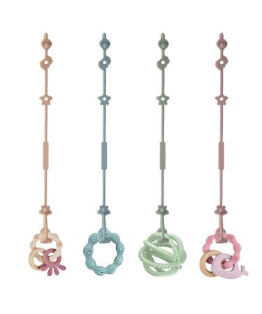 Vicloon Silicone Toy Clip 4Pcs Toy Safety Straps Food Grade Silicone Pacifier Clips Sippy Cup Strap Adjustable Stroller Pacifier Strap Hanging Toys Baby Toy Anti Drop Chain Blue/Green/Pink/Orange - Buy Online on GoSupps.com