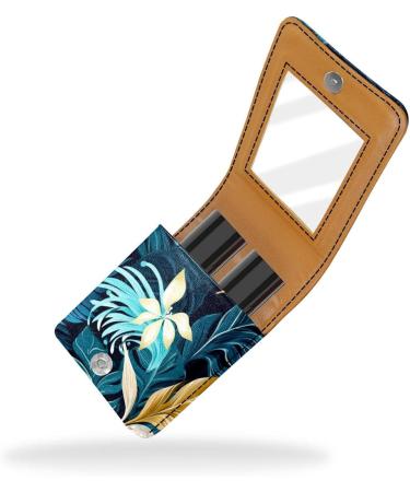 Travel Lipstick Organizer Case | Portable Makeup Bag with Mirror | Tropical Leaves Design - E560a5vyyu - Buy Online on GoSupps.com