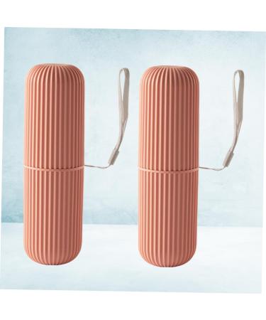 PLAFOPE Toothpaste Brush Container Set - Travel Tooth Cleaning Organizer (2 Pieces) - Red 5.5x5.5x19cm - Ideal for International Shipping - Buy Online on GoSupps.com