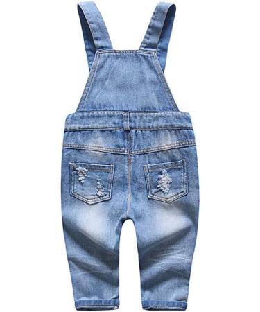 KIDSCOOL SPACE Baby & Little Boys/Girls Water Washed Ripped Denim Overalls 12-18 Months Blue - Buy Online on GoSupps.com