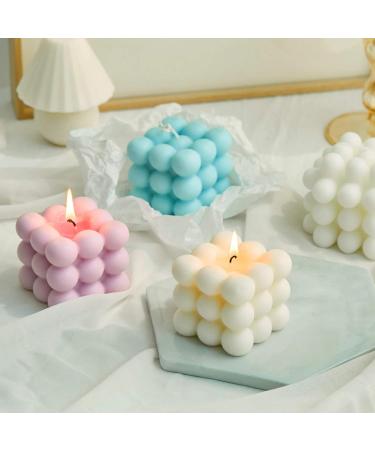 Buy Small Bubble Cube Candle - Pink Soy Wax Aromatherapy Scented Candle for Relaxation | Perfect Birthday Gift - 1PC - Buy Online on GoSupps.com