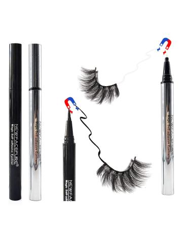 2 Pack Magic Self Adhesive Magnetic Eyeliner Pen New Eyelashes Viscosity Eye Liner Pen Best Waterproof Paste Liqiuid Liner pencil (COLORS KIT)