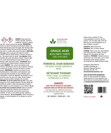 Oxalic Acid - 1kg / 2.2 lbs - Removes Wood Stains & Rust and Powerful Industrial Cleaner - Buy Online on GoSupps.com