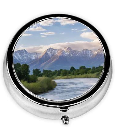 Grand Teton National Park Round Pill Box - 3 Compartment Mini Travel Organizer for Pills & Vitamins - Buy Online on GoSupps.com
