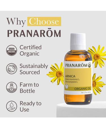Pranarom USDA Certified Organic Arnica Virgin Plant Oil - 2 fl oz | Natural Massage Oil for Soothing Joints & Muscles - International Shipping - Buy Online on GoSupps.com
