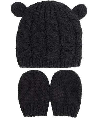 XYIYI Newborn Baby Winter Beanie Hat Mitten Set - Black, 3-6 Months - Buy Online on GoSupps.com