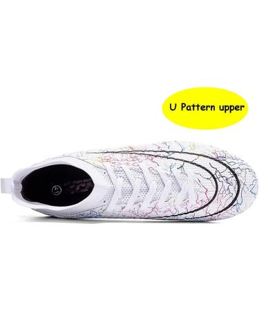 Jugafu Men's High-Top Soccer Cleats Spikes Shoes - Indoor/Outdoor Training Athletic Sneaker (8.5, White) - Buy Online on GoSupps.com