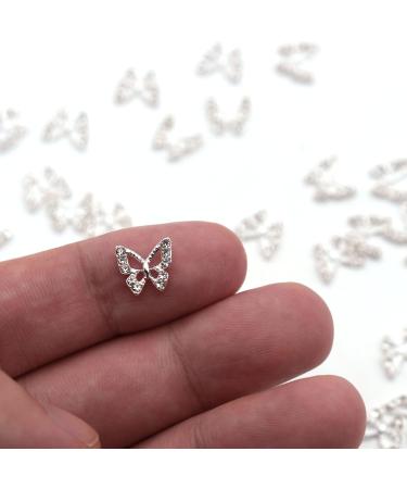 WOKOTO 30 Pcs Silver 3D Butterfly Nail Charms with Rhinestones - Nail Art Decorations Kit - Buy Online on GoSupps.com