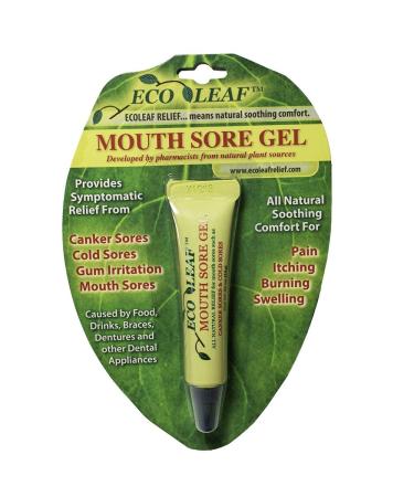 ECOLEAF Natural Mouth Sore Liquid Gel Symptomatic Relief from Canker Sores Cold Sores Gum Irritations | Made in The USA with Organic Plant Extracts & Oils | Soothing Comfort for Pain Itching Burning 0.34 Ounce (Pack of 1)
