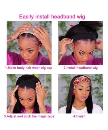 14 Straight Headband Wig for Black Women - 100% Virgin Human Hair, Glueless Machine Made, Natural Color - 150% Density - Buy Online on GoSupps.com