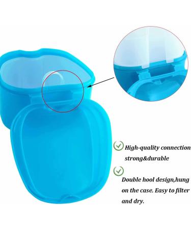 Dental Case Denture Box with Flushable Basket Solid Orthodontic Retainer Case Denture Bath Case Dentures Container with Basket Denture Holder for Home & Travel Use Retainer Cleaning - Light Blue - Buy Online on GoSupps.com
