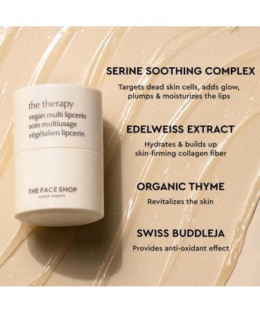 The Face Shop The Therapy Vegan Lip Butter - Moisturizing Lip Balm with Shea & Sunflower Oil | Korean Skin Care for Sensitive & Dry Lips - Buy Online on GoSupps.com