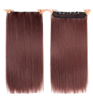 Clip Hair Extension Heat Resistant Wig Length 22 Inch Straight Synthetic Full Head Color Hair 22inches #33