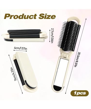 Buy Foldable Hairbrush with Mirror - Portable Mini Pocket Hair Styling Comb for Men Women & Girls | Travel-Friendly Hair Massage Brush in White - Buy Online on GoSupps.com
