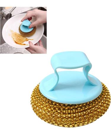 Pots Metal Sponges Easy to Use Durable Practical Stainless Steel Wire Ball with Handle for Kitchen (Gold) - Buy Online on GoSupps.com