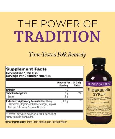 Elderberry Syrup with Apitherapy Raw Honey - Honey Gardens - Buy Online on GoSupps.com