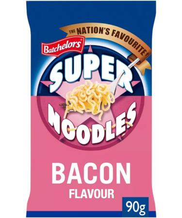 Batchelors Instant Super Noodles Variety Pack - 8 x 90g 2 Beef 2 Chicken 2 Curry 2 Bacon - Quick & Tasty Noodle Selection for Meals on the Go - Buy Online on GoSupps.com