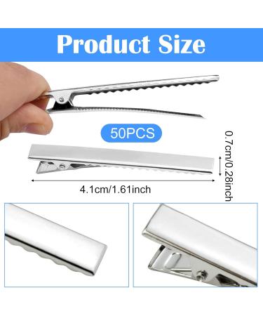 Silver Metal Hair Clips Metal Crocodile Alligator Hair Clips Bow Hairdressing Styling Clips Barrettes for DIY Hair Extensions for Women Girls Bows- Silver - Buy Online on GoSupps.com
