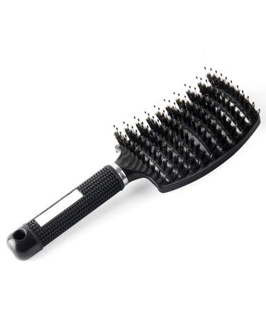 Haidi hair Detangling Hair Brush Boar Bristle Curved Vented Styling Hair Brushes with Detangling Pins,Professional Paddle Detangler Hair brush for All Hair Type For Women, Men, Wet And Dry Hair Black Color: Black