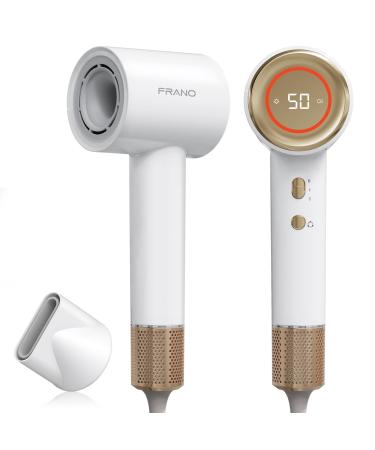 FRANO Hair Dryer - Negative Ionic Blow Dryer with 110000 RPM High Speed Brushless Motor for Fast Drying Low Noise Thermo-Control Hairdryer Travel with Magnetic Nozzle