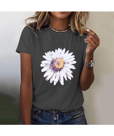 Elegant Women's V-Neck Short Sleeve T-Shirt Blouse - Summer Fashion Tops & Basic Crop Tanks in Dark Gray - XXL Size - Buy Online on GoSupps.com