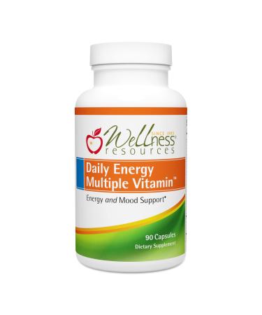 Wellness Resources Daily Energy Multiple Vitamin - 100% coenzyme B Vitamins Including Methylfolate and Methylated B12 with Other Important Cofactors for Energy Stress and Mood (90 Capsules) 90 Count (Pack of 1)