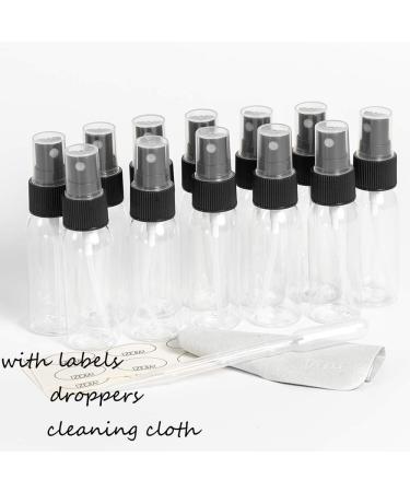 ZEJIA 12 Pack Mini Spray Bottles 1 oz | Fine Mist Travel Essential Oil & Perfume Sprayers | 30ml Black Bottles with Stickers & Droppers - Buy Online on GoSupps.com