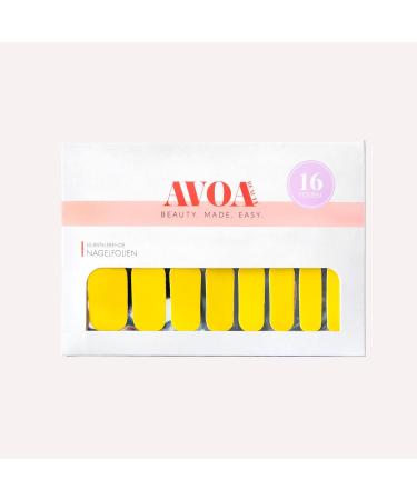 Shop Avoa Beauty Nail Film - Do Me a Lemon | Opaque Yellow Monochrome Design 16 Long-Lasting Self-Adhesive Nail Wraps - International Shipping Available - Buy Online on GoSupps.com