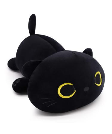 Yamepuia Cute Cat Plush Pillow Toys 20CM Kawaii Cat Stuffed Animals Black Cat Plushie Soft Stuffed Cat Doll Pillow Christmas Plush Gift for Kids 8In-Black Cat