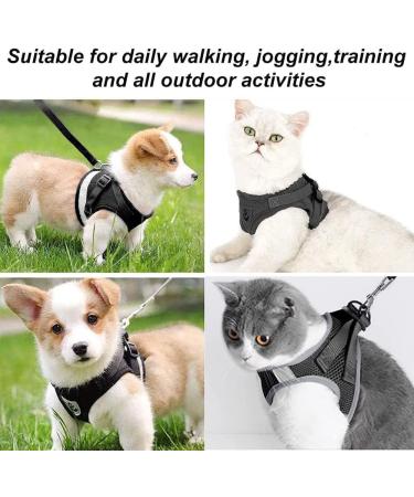 Cat Harness and Lead Set Soft Mesh Puppy Harness for Outdoor Escape-Proof Cat Kitten Harness with Leash Set for Walking Leash Adjustable Reflective Strips Vest Harnesses S Black - Buy Online on GoSupps.com