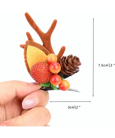 Gledola 2 Pairs Christmas Headdress Reindeer Antlers Headband Ears Hair Accessory Clips Hair Hoop for Girl Beauty (Litchi) - Buy Online on GoSupps.com