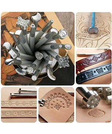 BANYOUR 20PCS Leather Stamping Set for DIY Saddle Making & Craft Stamps - Leather Carving Tools & Hammer - Buy Online on GoSupps.com
